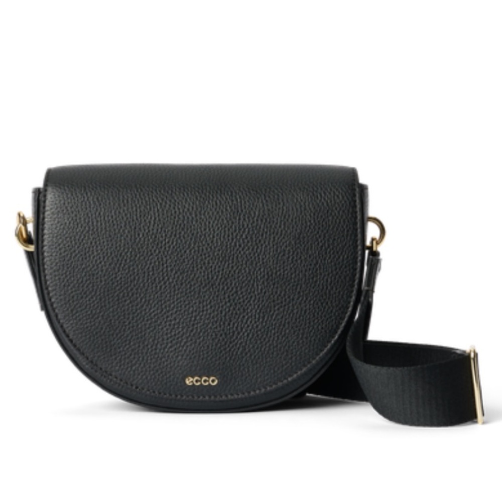 Ecco Black Crossbody Bag with Gold Accents